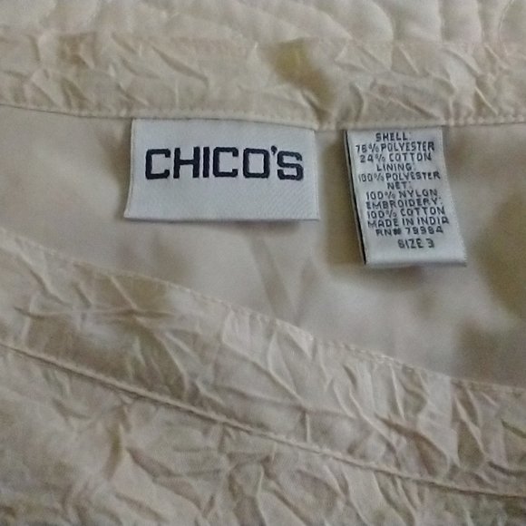 CHICO'S  Cream  embroidered lined skirt   Size 3 - Picture 5 of 5